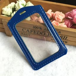 PU Leather ID Badge Case Clear and Color Border Lanyard Holes Bank Credit Card Holders ID Badge Holders Accessories DropShipping