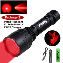 LED Tactical Hunting Flashlight Green/Red/White Torch USB Rechargeable 350LM 600-800 Yards Range C8 Shooting Scout Lights Set