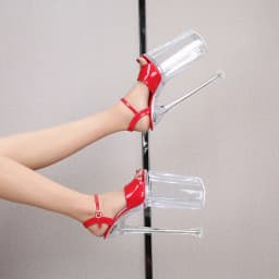SDTRFT Glowing Crystal Sandals Women Summer Transparent Platform 26cm Thin High Heels Model Catwalk Pole Dance Shoes Big Size