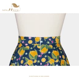 SISHION Blue Oranges Floral Printed Summer Skirts for Women VD0020 High Waist Swing Vintage Hepburn Umbrella Skirts Jupe Courte