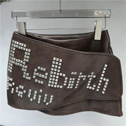 DEAT 2026 Autumn High Street Style Letter Square Rhinestone Decoration Low Waist Mini‑Skirt For Women PU‑Leather Skirts 29A9423
