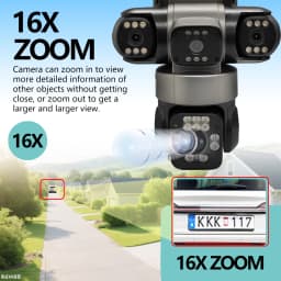 Solar Powered AOV 4-Lens Camera,Color Night Vision,Human Detection & Tracking, 24H Recording for Outdoor Home Security