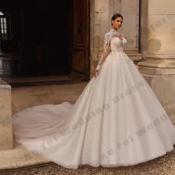 Gorgeous Women's Wedding Dresses A-line Elegant Long Sleeve Princess Bridal Gowns Formal Beach Party свадебное платье Customized