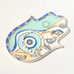 Hamsa Trinket Dish Ring Dish Ceramic Evil Eye Trinket Plate Cute Decor Jewelry Tray Dish Gift Mom Brithday