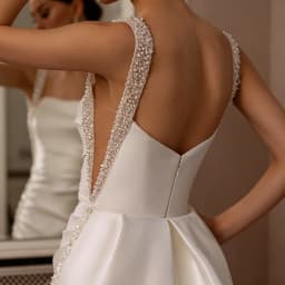 Satin Mermaid Wedding Dress Beaded Strap Square Neck V Back Detachable Overskirt Bridal Gown For Wedding Elopement Shoot 2026