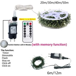 LED String Fairy Cluster Lights Green Wire Christmas Tree Lights Outdoor Garland New Year Street Home Party Wedding Decor Lamps