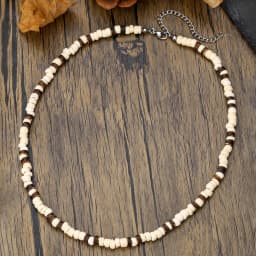 Boho Beaded Necklace for Men New Natural Coconut Shell Turquoises Wood Bead Chain Necklace Men's Fashion Neck Jewelry
