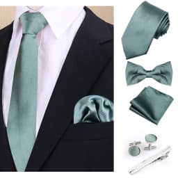 Luxury Fashion Men's Solid Necktie Bowtie Set with Pocket Square Cufflinks Tie Clip Wine Blue Elegant Striped Accessories Gravat