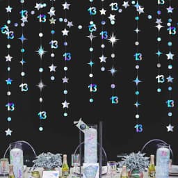 Rose Gold Happy Birthday Garlands Decorations Paper Circle Dots Star Hanging Streamer for 1st 16th 21st 30th 50th 70th Birthday