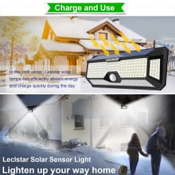 LECLSTAR Solar Outdoor Lights - 268 LED Security Lights with 4 Wide Angle, Waterproof 3 Modes Motion Sensor Lights for Outdoor
