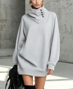 Vintage Niche Design Button Placket High Collar Long Sleeve Top For Women Fashion Simple Loose Daily Versatile Solid Color Top