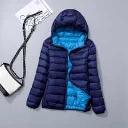 NEW Brand Women Double Side Jacket Ultra Light 90% White Duck Down Jacket Hooded Windbreakers Reversible Lightweight Warm Coats