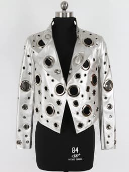 Nerazzurri Spring Autumn Short Hollow Out Pu Leather Jacket Women Rivet Cool Stylish Luxury Designer Clothes Runway Fashion 2024