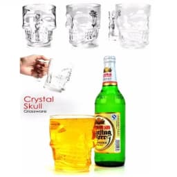 Classical Pirate Partner Beer Cup Crystal Glass Creative Skull Face Bone with Handle Drinking Wine Vodka Essential Bar KTV