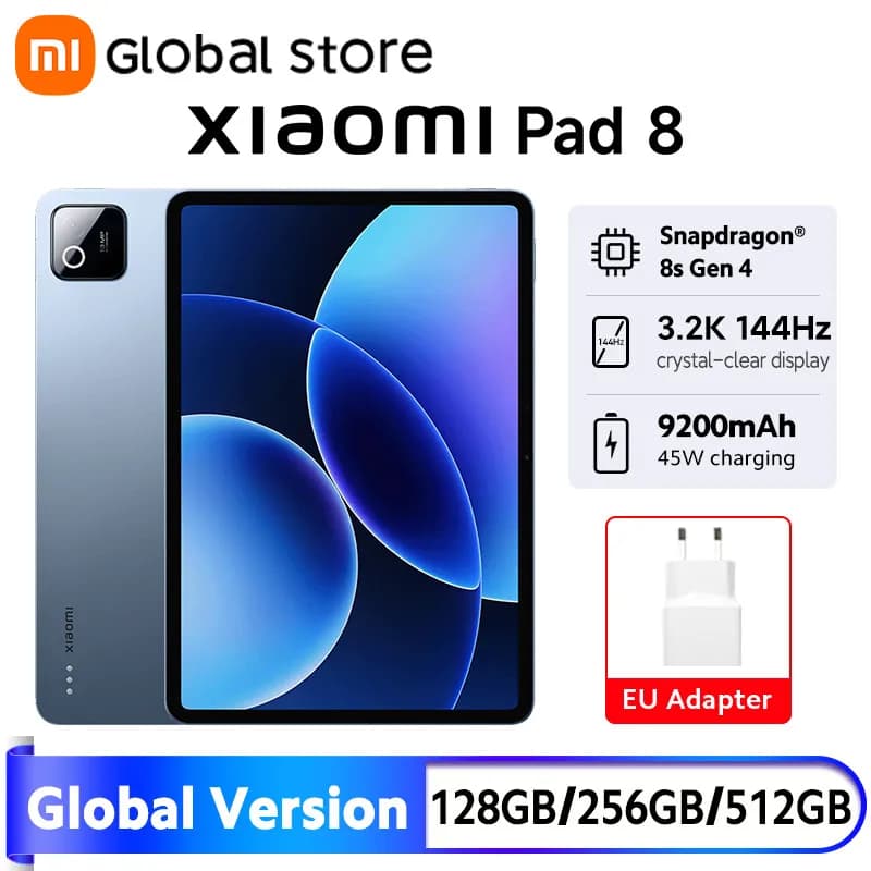 Global Version Xiaomi Pad 8 13MP Camera 11.2' 144Hz Display Mi Tablet Snapdragon® 8s Gen 4 CPU 9200mAh 45W Turbo Charging