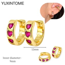 925 Silver Ear Needle Rose Red Hoop Earrings For Women Exquisite Water Drop/Flower/Heart Crystal Piercing Huggie Earring Jewelry