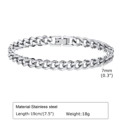 Vnox 7/9mm Cuban Chain Bracelets for Men Women, Waterproof Stainless Steel Link Chain Wristband,19/21cm Length Classic Jewelry