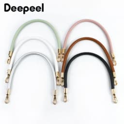 2Pcs Deepeel 30/40/60cm PU Leather Bag Handles with Metal Clasps Handbag Purse Replacement Strap DIY Bags Accessories