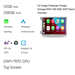 IPS Carplay 2Din Android 13 Car Radio For Dodge Challenger Charger Durango RAM 1500 2500 JEEP Grand Cherokee Stereo 4G LTE GPS