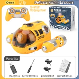 Remote-controlled Electric Boat 2.4G_Hz Waterproof Spray Light RC Electric Steam Boat Toy for Boys and Girls Kids Festival Gifts