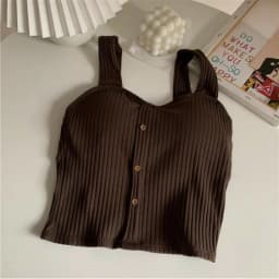 Women's Y2K Cropped Tops with Bra Pads Summer Corset Korean Suspenders Vest Sexy Camisole Slim Solid Casual Fake Buckle Tops