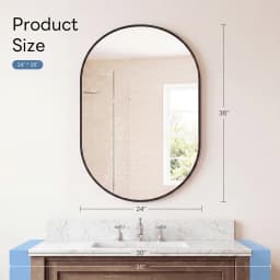 JHK Oval Wall Mirror with Metal Frame for Wall Modern Dressing Mirror Tempered Glass Bedroom Living Room Horizontal or Vertical