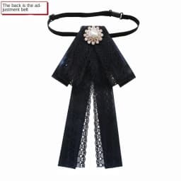 Elegant Lace Ribbon Bowtie Black College Style Collar Rhinestones Jewelry Student Shirt Korean Fabric Bow Brooches