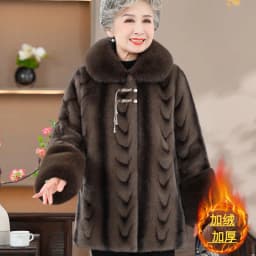 Winter Warm Plush Fur Coat Middle-aged Elderly People Imitation Mink Fur Oterwear Grandmother Thicken Cotton Parkas Jacket 8XL