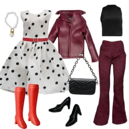 Doll Clothes Deluxe Fashion Pack Tea TIME Black & RED Classic Set for 11.5” Doll