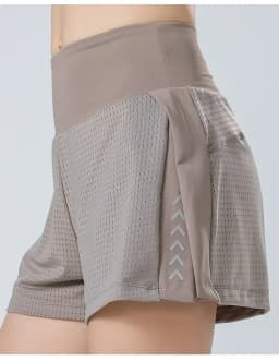 SEAHAING Stylish Breathable Mesh Print High Waisted Women's Sporty Quick-dry Fake Two-kilter Skirt