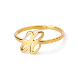Initial Letter Rings For Women Gold Color Stainless Steel A-Z Letter Adjustable Ring Aesthetic Wedding Christmas Jewelry Gift