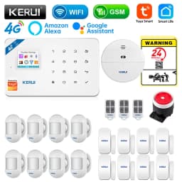 KERUI Security Alarm System Kit W184 4G WIFI GSM Alarm Wireless Home Tuya Smart APP Control Motion Sensor Burglar Support Alexa