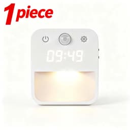 Motion Activated Night Light Illuminating Fixture with Clock Display with Built-in Clock Display Dimmable Hallway Light