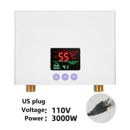 110V 220V Instant Water Heater Kitchen Bathroom Wall Mounted Electric Water Heater Hot Water Shower with LCD Temperature Display