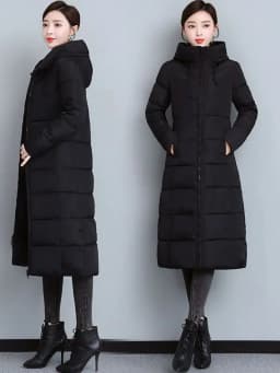 plus Size Women's Winter Cotton Jacket Thickened Long over Knee down Coat Warm Commuter Style Zipper Closure Color