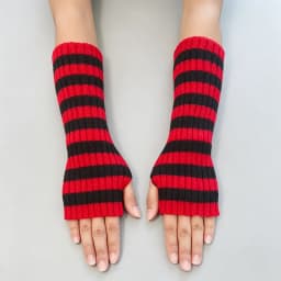 Christmas Red Striped Knitted Long Fingerless Arm Sleeves Women Winter Arm Warmer Harajuku Girls Y2K Fashion Half Finger Gloves