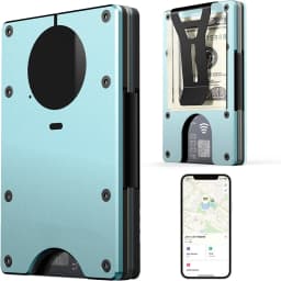 Smart Metal Wallet with Built-in Find My Tracker (iOS Only) RFID Blocking 12 Card Capacity Removable Cash Clip