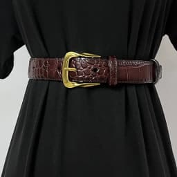 Cowhide Gold-Plated Buckle Belt Original Retro Classic Embossed Ladies Crocodile Belt Versatile Genuine Leather Trend 2.8cm Widt