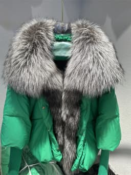 OFTBUY New Duck Down Jacket Winter Coat Women Super Large Real Silver Fox Fur Collar Jacket Knit Sleeve Fashion Luxury Outerwear