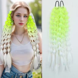 Synthetic 1Pcs Ponytail Extension Corlorful Bubble Braid Long Lantern Hairpieces Braided Ponytail with Hair Tie Straight Hairpie