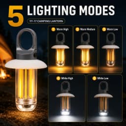 LED Rechargeable Flashlight Camping Lantern 5 Modes Super Bright Portable Hanging Tent Lamp Waterproof Hiking Fishing Outdoor