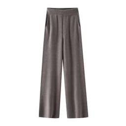 Elegant Pure High Waist Drooping Wide-Leg Pants Women's Outer Wear with Pockets Baggy Straight Trousers Knitted Mop Trousers