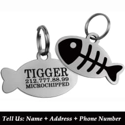 Personalized Cat Id Tags Engraved Puppy Kitten ID Name Collar Tag Fish Shaped Anti-lost Pendant Customized Kitty Nameplate Gift