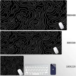 Liquid Mouse Pad Gaming Black And White Contour Lines Printon Demand Large HD Mousepad XXL Playmat Soft Carpet Laptop Mouse Mats