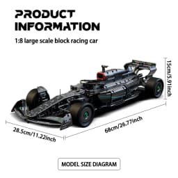 KAVOWORLD 1:8 Scale Formula Style Racing Car Building Blocks Set Steerable DIY Technical Bricks Toy for Children Birthday Gifts