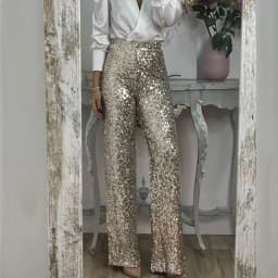 BKLD Party Glitter Pants Casual Slim Fit Elastic Solid Sequins Stylish Women Middle Waisted Wrapped Hip Trousers New OL Clothing