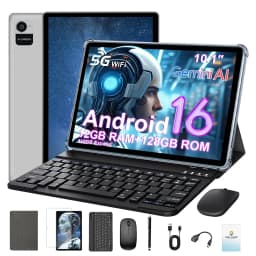 KOOMDIGI W30Pro Android 16 Tablet 10 Inch Display Touch Screen 12(4GB + 8GB Expand)RAM, 128GB ROM + Support 1TB TF Expanded(not Include TF Card) WIFI, 5000mAh Battery Type-C Charging, with Case (Keyboard, Wireless Mouse, Pen) Can Optional