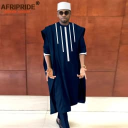 African Clothing for Men Dashiki Agbada Shirts Pants and Tribal Hat 3 Piece Set Dashiki Outfits Traditional Attire A2216165