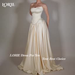 LORIE Elegant Satin Wedding Dresses Strapless A-Line Beach Bridal Gown Straps Ruffle V Corset Simple Customized Bride Dress