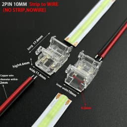 10PCS COB LED Wire Connector 2Pin 5 8 10mm Connection Solderless Mini Buckle Strip To Wire No Dark Area Connector